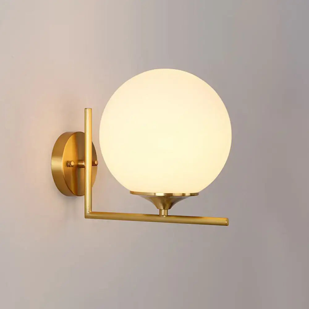 Minimalist gold sphere wall mounted light bedroom glass sconce