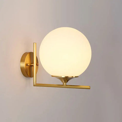 Minimalist gold sphere wall mounted light bedroom glass sconce