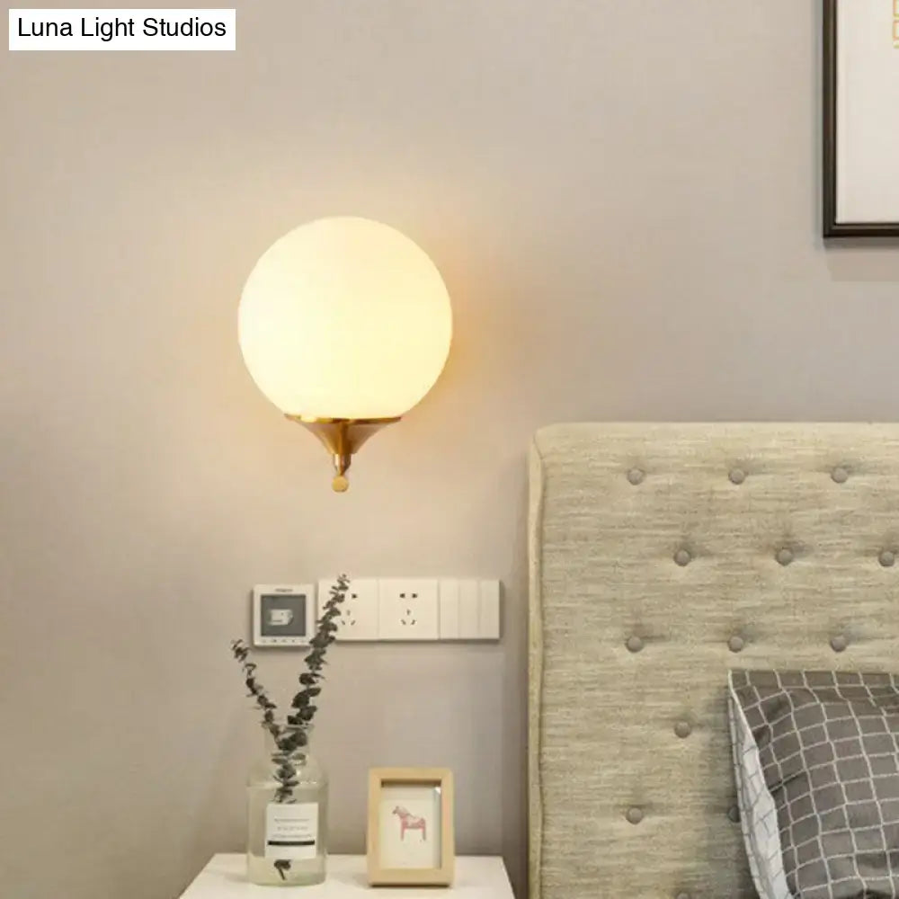 Minimalist gold sphere wall mounted light bedroom glass sconce