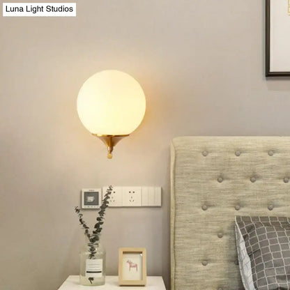 Minimalist gold sphere wall mounted light bedroom glass sconce