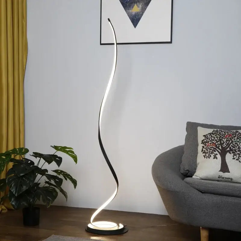 Minimalist gold standing lamp living room warm led light strip