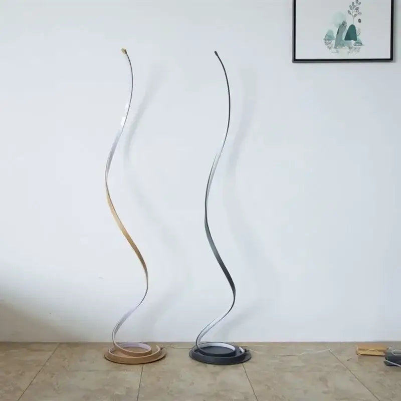 Minimalist gold standing lamp living room warm led light strip