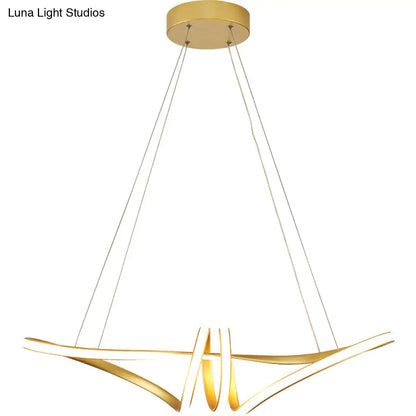 DecorBites™ Minimalist Gold Twist Island Pendant Light Fixture with LED Metal Finish - Perfect for Restaurants