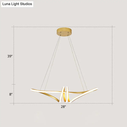 DecorBites™ Minimalist Gold Twist Island Pendant Light Fixture with LED Metal Finish - Perfect for Restaurants