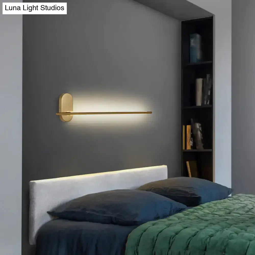 Minimalist gold vertical rod wall lamp living room sconce
