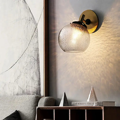 Minimalist gold water glass wall sconce for living room