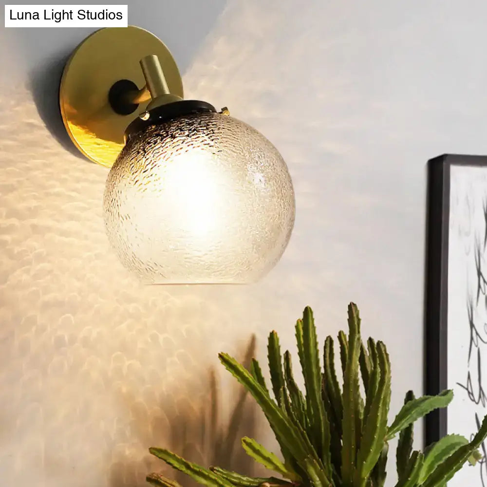 Minimalist gold water glass wall sconce for living room