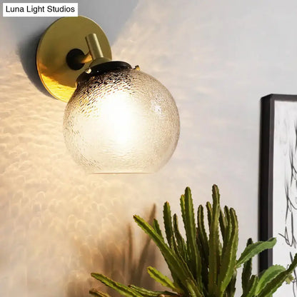 Minimalist gold water glass wall sconce for living room