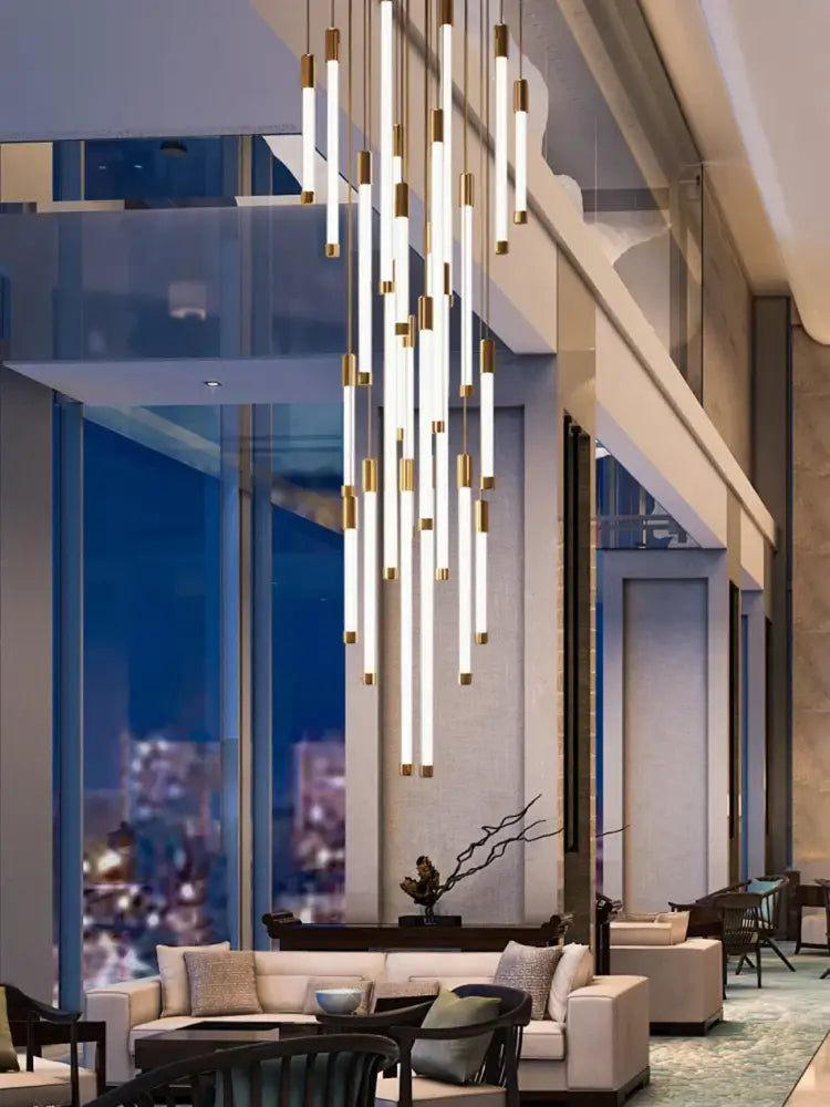 Minimalist gold & white elegant led chandelier for living room