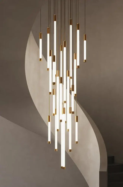 Minimalist gold & white elegant led chandelier for living room