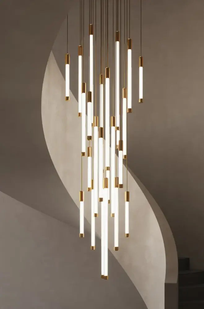 Minimalist gold & white elegant led chandelier for living room