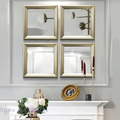 Minimalist golden border square mirror wall decor for living room