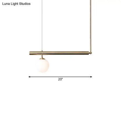 Minimalist golden glass sphere pendant light dining room