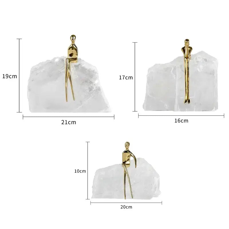 Minimalist golden man sculpture bookends living room home decor