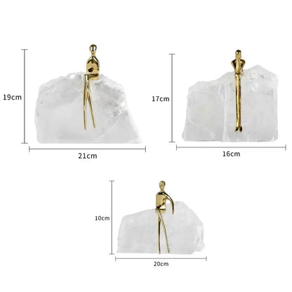Minimalist golden man sculpture bookends living room home decor