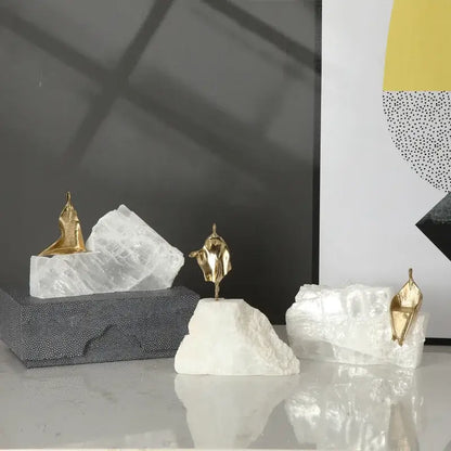 Minimalist golden man sculpture bookends living room home decor