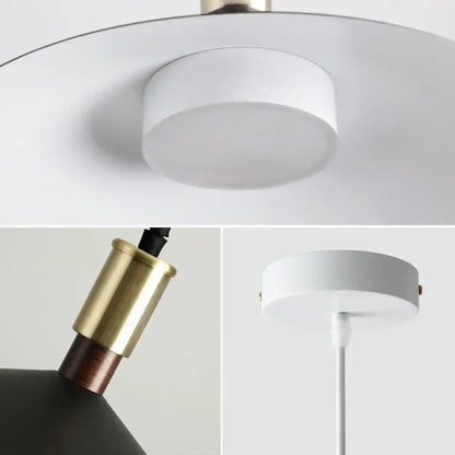 Minimalist gray and brass dimming pendant light for dining room