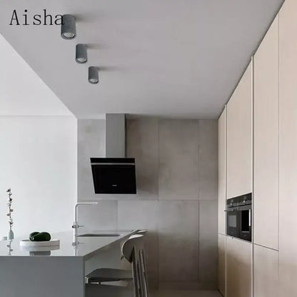 Minimalist gray cement led round downlight living room ceiling light