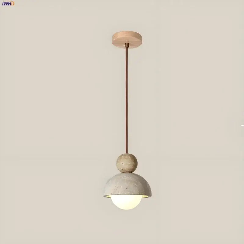 Minimalist gray concrete glass ball pendant light dining room
