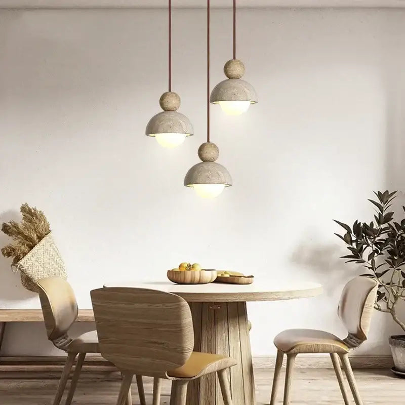 Minimalist gray concrete glass ball pendant light dining room