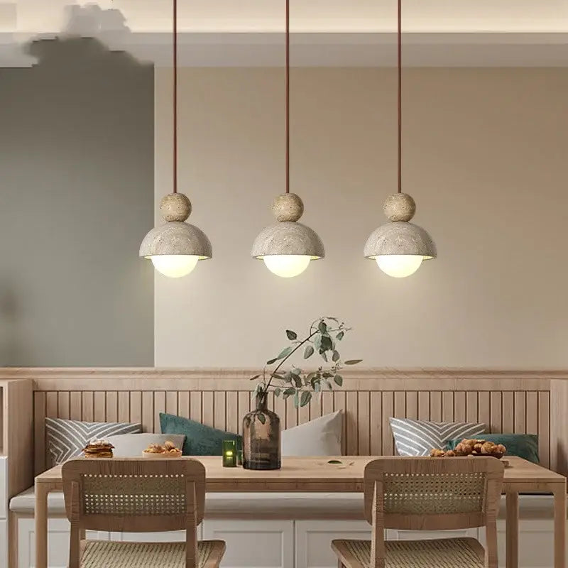 Minimalist gray concrete glass ball pendant light dining room