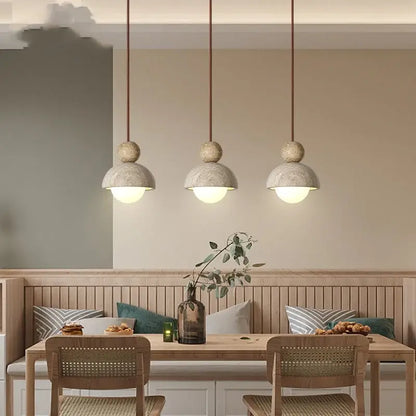 Minimalist gray concrete glass ball pendant light dining room