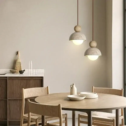 Minimalist gray concrete glass ball pendant light dining room