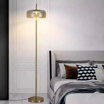 Minimalist gray glass floor lamp for living room