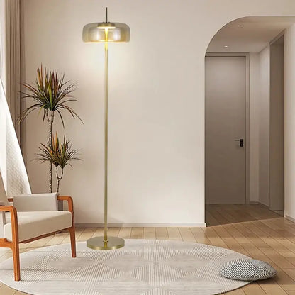 Minimalist gray glass floor lamp for living room