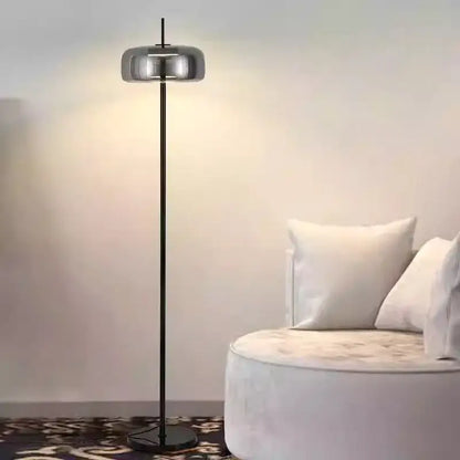 Minimalist gray glass floor lamp for living room