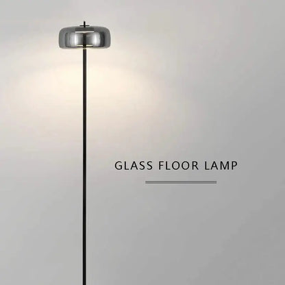 Minimalist gray glass floor lamp for living room