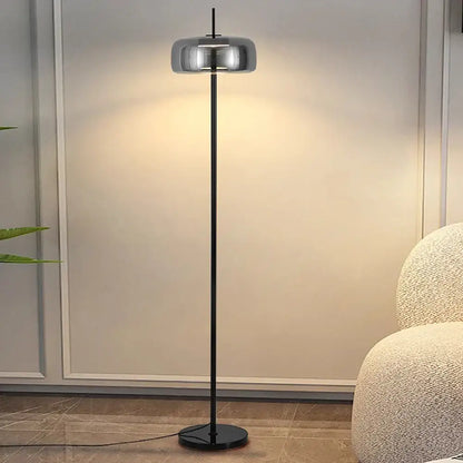 Minimalist gray glass floor lamp for living room