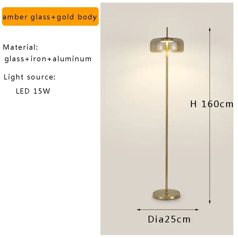 Minimalist gray glass floor lamp for living room