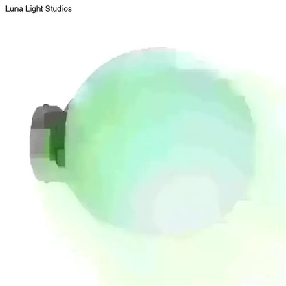 Minimalist green glass spherical sconce light balcony wall lamp