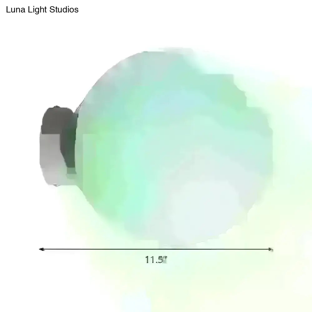 Minimalist green glass spherical sconce light balcony wall lamp
