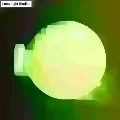 Minimalist green glass spherical sconce light balcony wall lamp