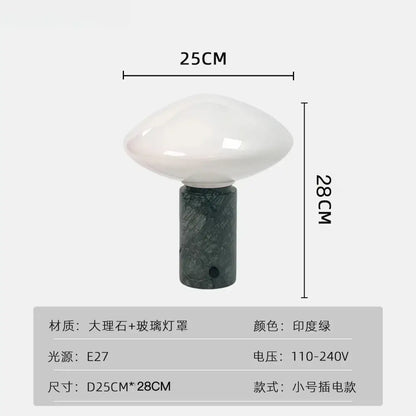 Minimalist green marble led table lamp bedroom mushroom light