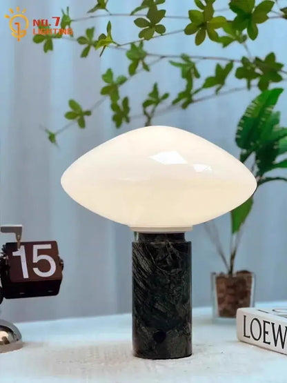 Minimalist green marble led table lamp bedroom mushroom light