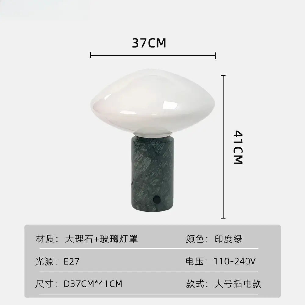 Minimalist green marble led table lamp bedroom mushroom light