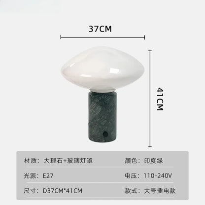 Minimalist green marble led table lamp bedroom mushroom light