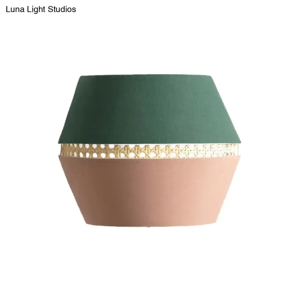Minimalist green & terracotta rattan wall mount light bedroom