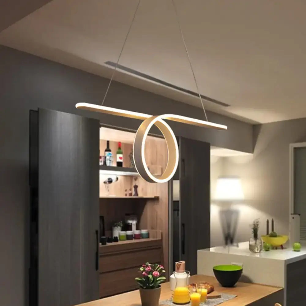 Minimalist grey led pendant light with warm white ring dining room