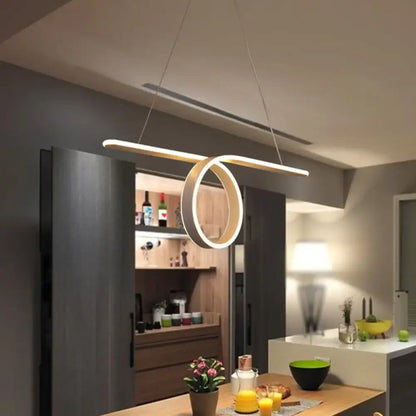 Minimalist grey led pendant light with warm white ring dining room