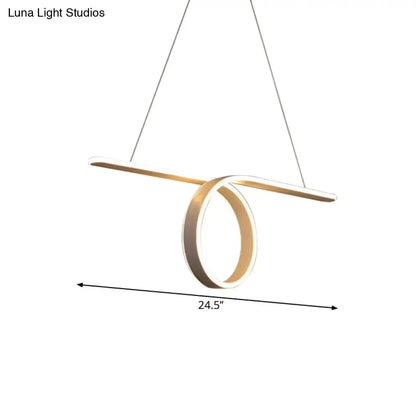 Minimalist grey led pendant light with warm white ring dining room