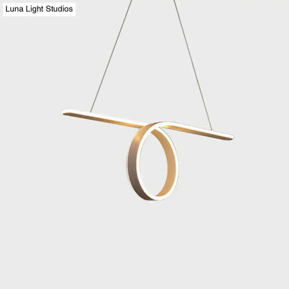 Minimalist grey led pendant light with warm white ring dining room