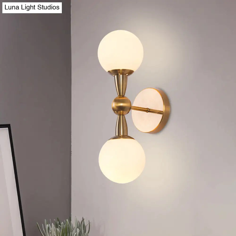 DecorBites™ Minimalist Hand-Blown Glass Spherical Wall Sconce with Half-Bulb in Gold - Perfect for Bedrooms