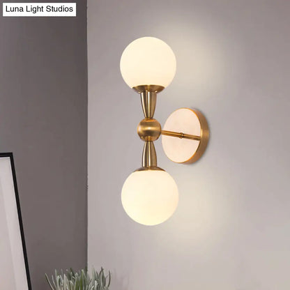 DecorBites™ Minimalist Hand-Blown Glass Spherical Wall Sconce with Half-Bulb in Gold - Perfect for Bedrooms