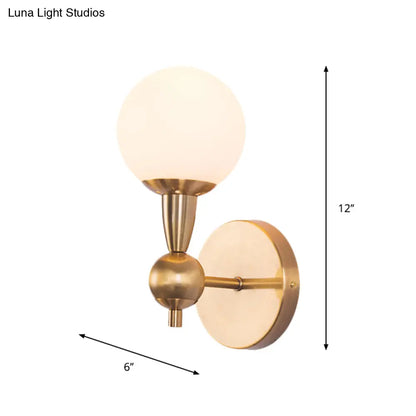 DecorBites™ Minimalist Hand-Blown Glass Spherical Wall Sconce with Half-Bulb in Gold - Perfect for Bedrooms