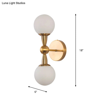 DecorBites™ Minimalist Hand-Blown Glass Spherical Wall Sconce with Half-Bulb in Gold - Perfect for Bedrooms
