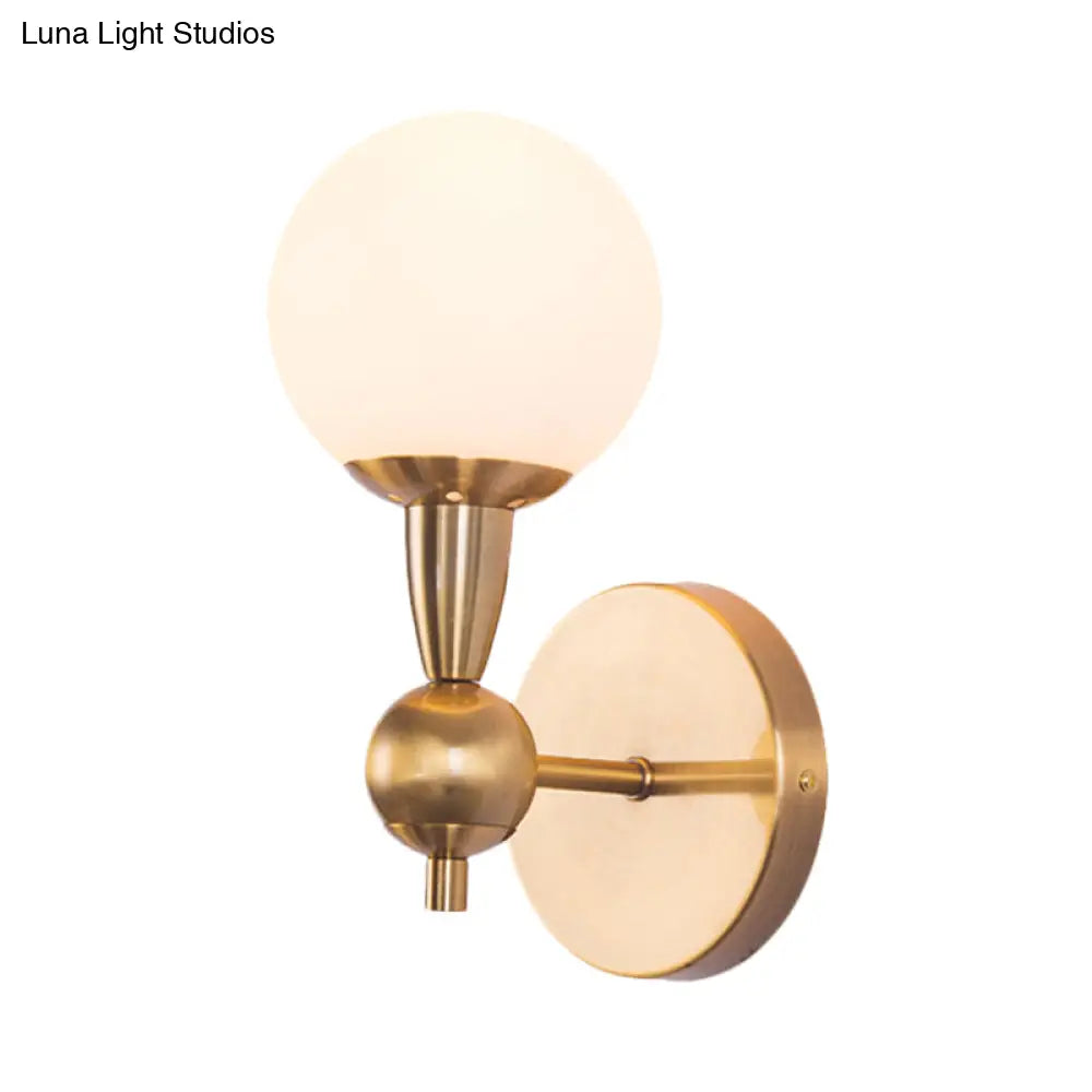DecorBites™ Minimalist Hand-Blown Glass Spherical Wall Sconce with Half-Bulb in Gold - Perfect for Bedrooms